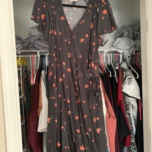 Black and Coral Wrap Dress
